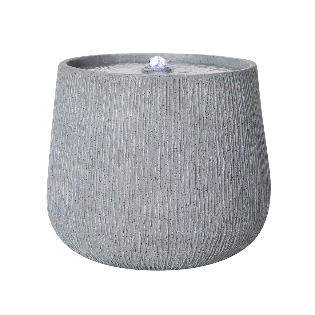 12.99' Gray Polyresin Outdoor Water Fountain with LED Light