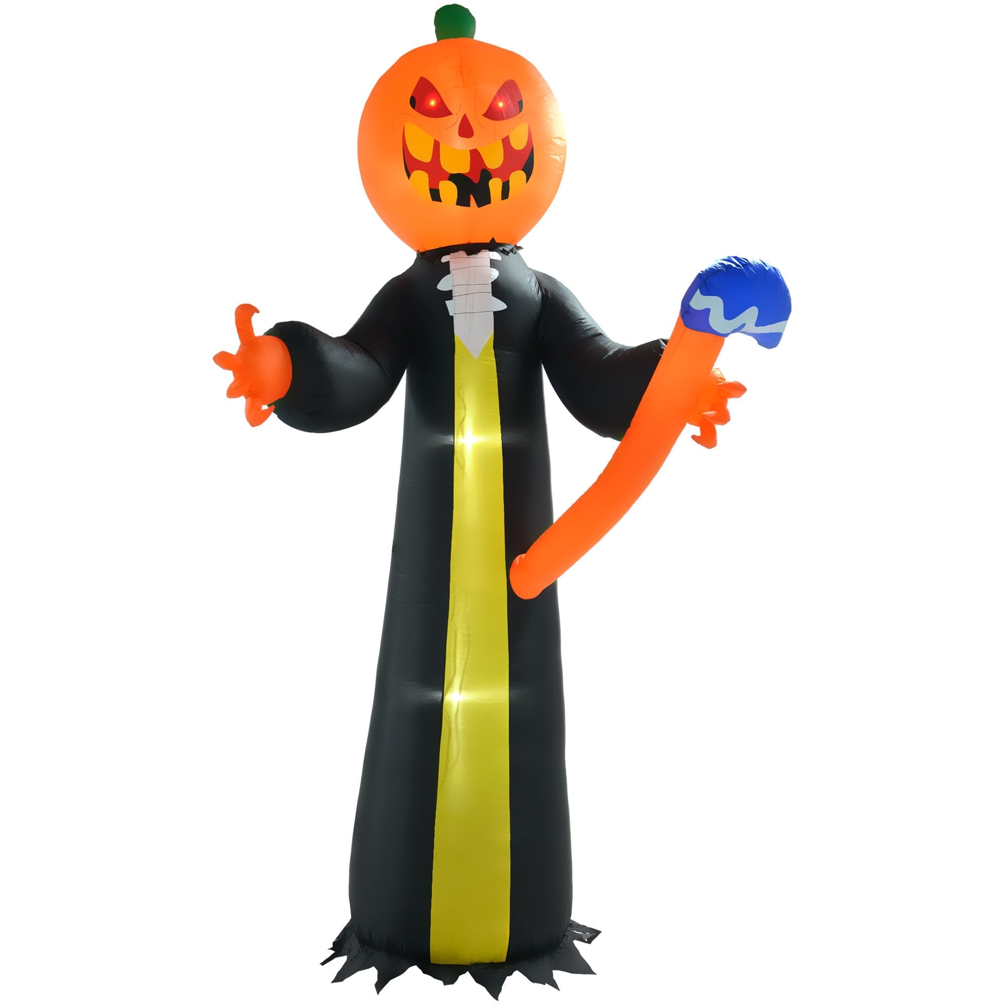 10-Foot Inflatable Pumpkin Ghost with LED Illumination and Hammer Prop