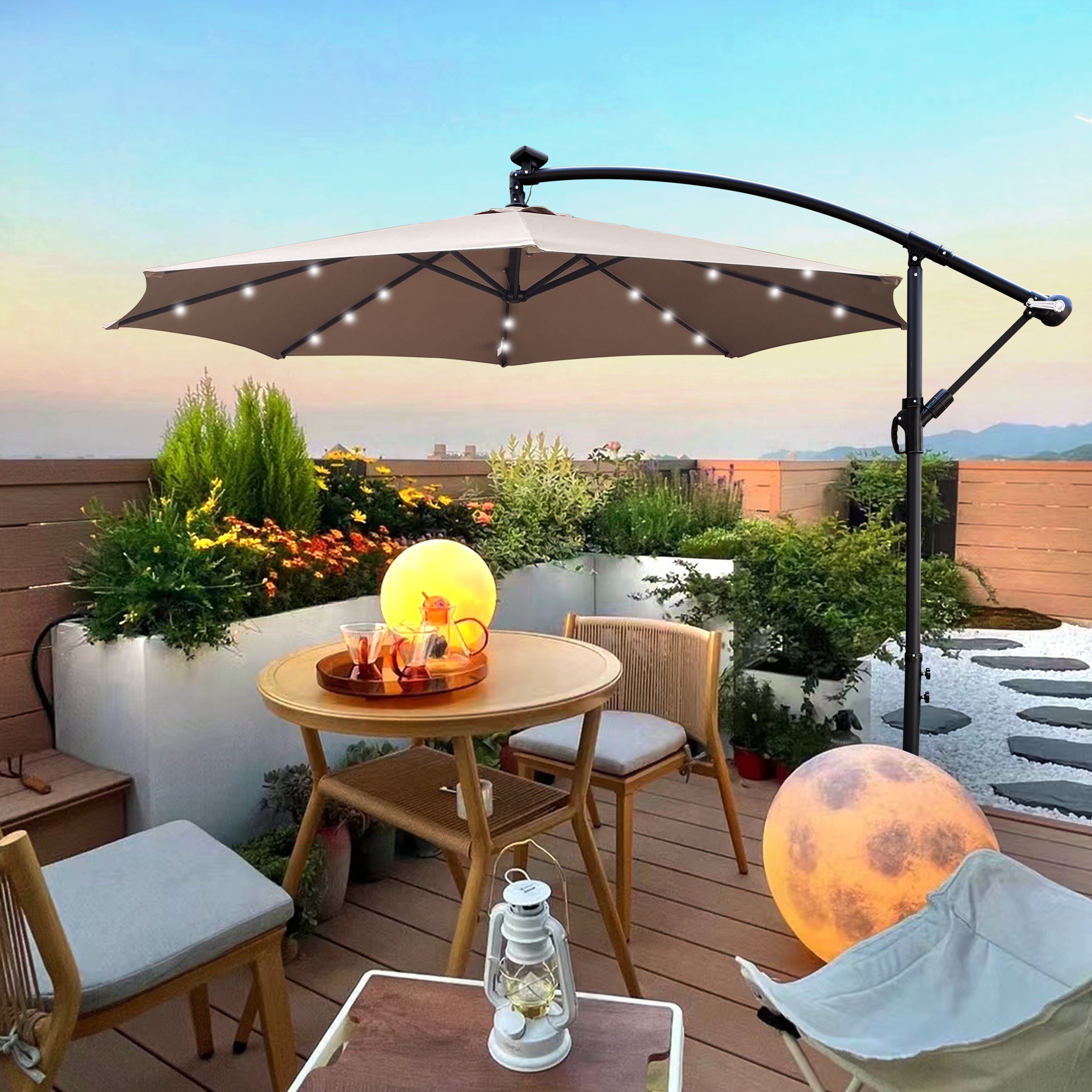 10 ft Outdoor Solar Powered LED Patio Umbrella