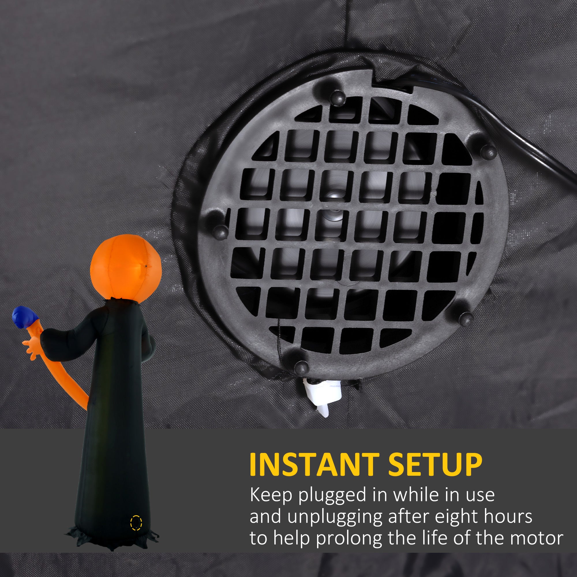 10-Foot Inflatable Pumpkin Ghost with LED Illumination and Hammer Prop