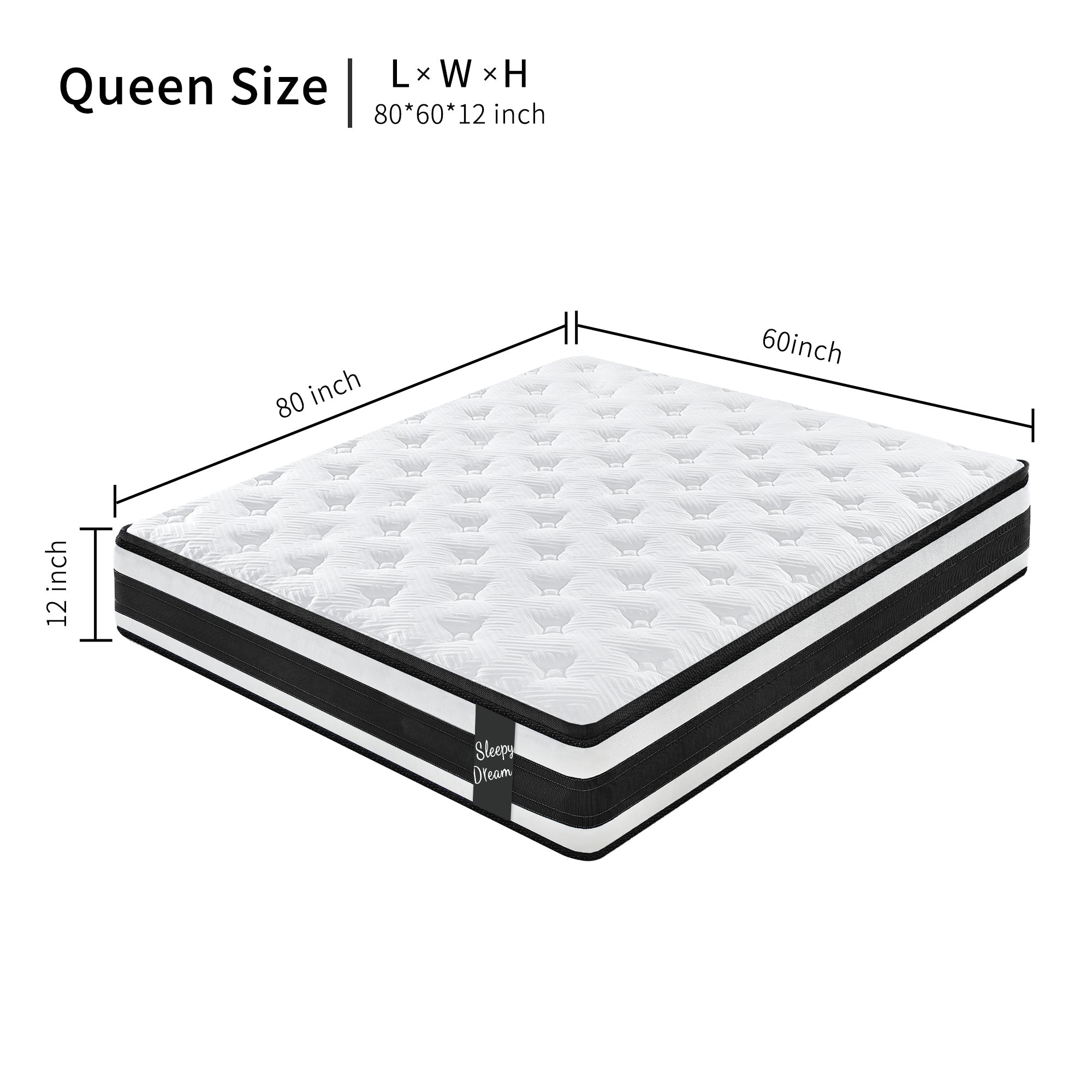 12 Inch Queen Size Hybrid Mattress with Memory Foam and Pocket Springs