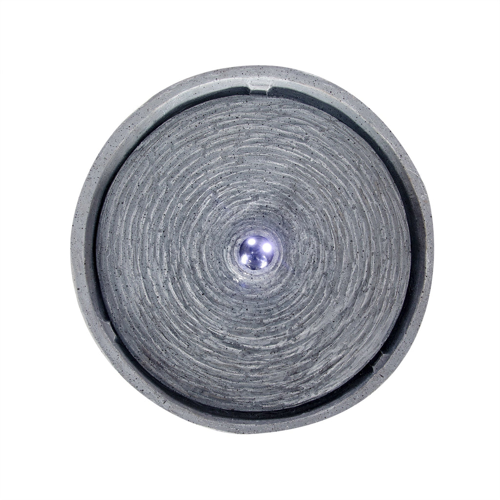 12.99' Gray Polyresin Outdoor Water Fountain with LED Light