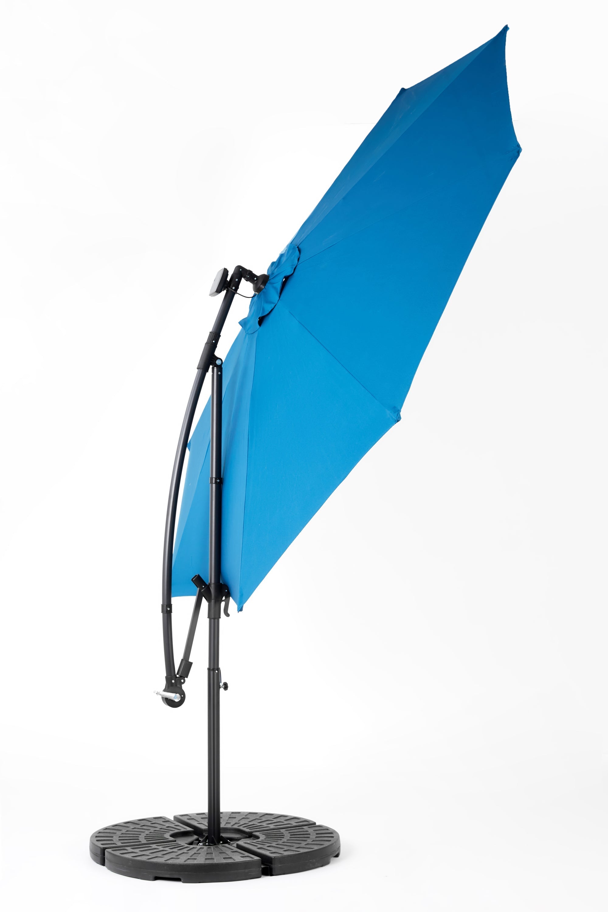 10ft Solar LED Offset Hanging Market Patio Umbrella in Dark Blue